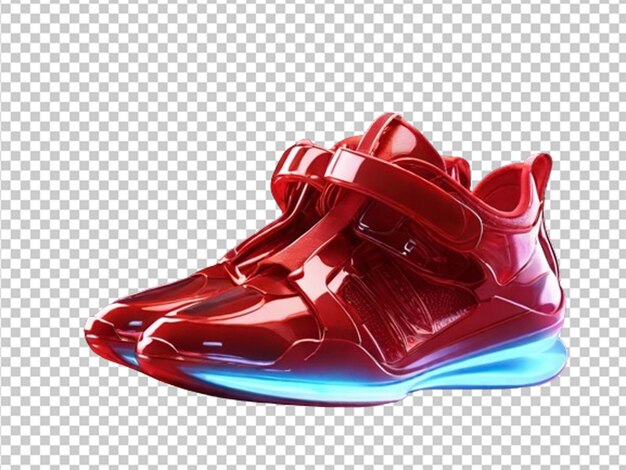 PSD unos zapatos rojos futuristas en 3d que brillan con luces rojas