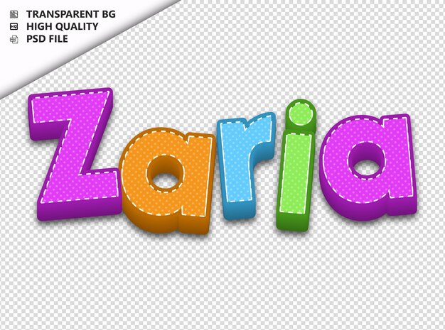 PSD zaria typography text colorful craft spring psd transparent