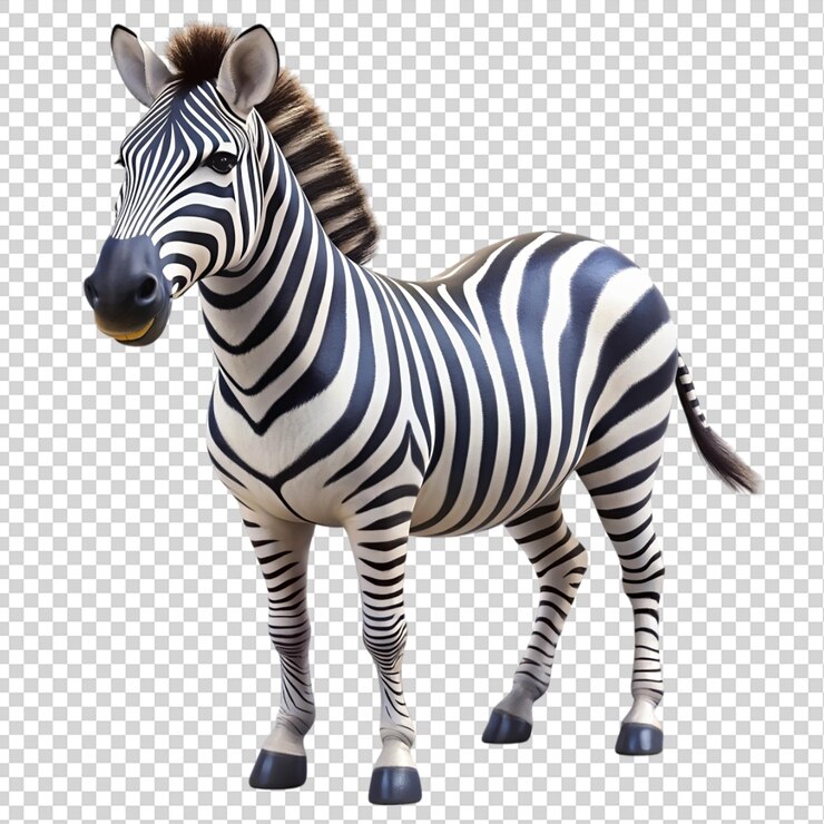PSD zebra 3d aislada sobre un fondo transparente