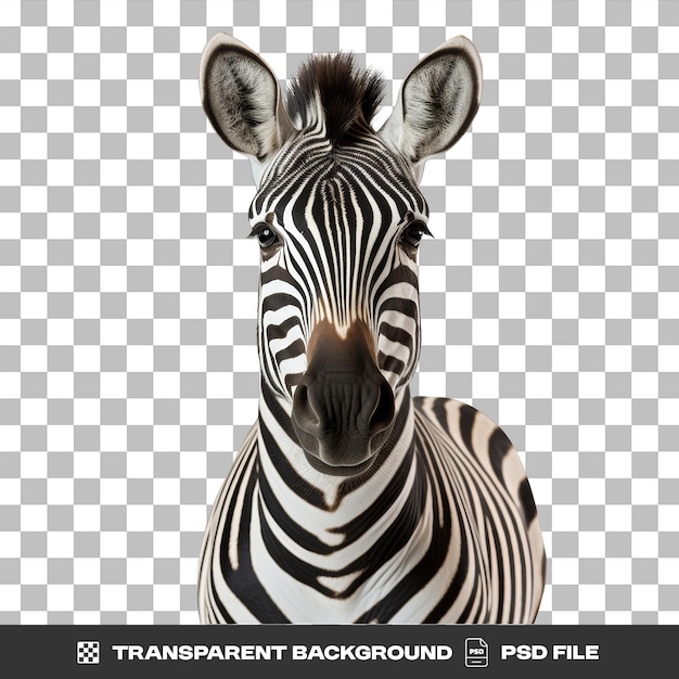 Zebra aislada sobre un fondo blanco transparente