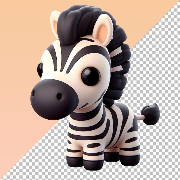 PSD zebra de desenho animado isolada em fundo transparente