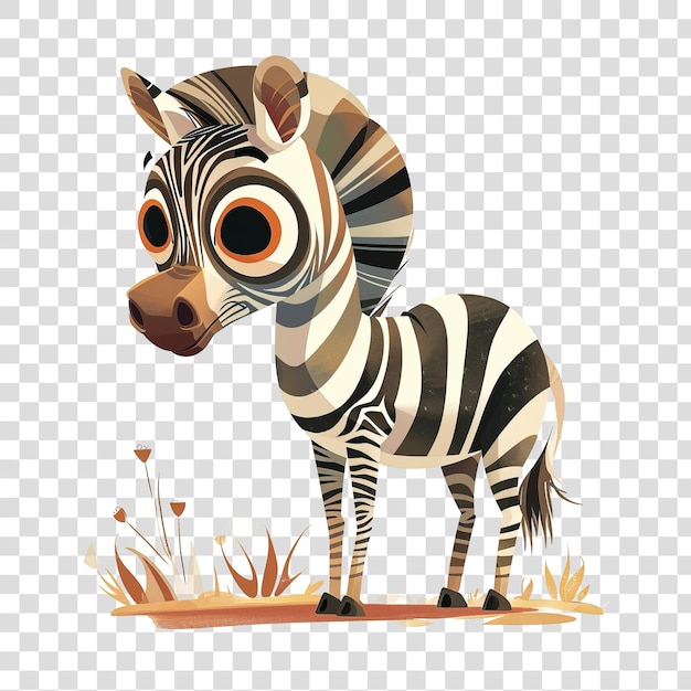 PSD zebra de dibujos animados aislada en fondo transparente png