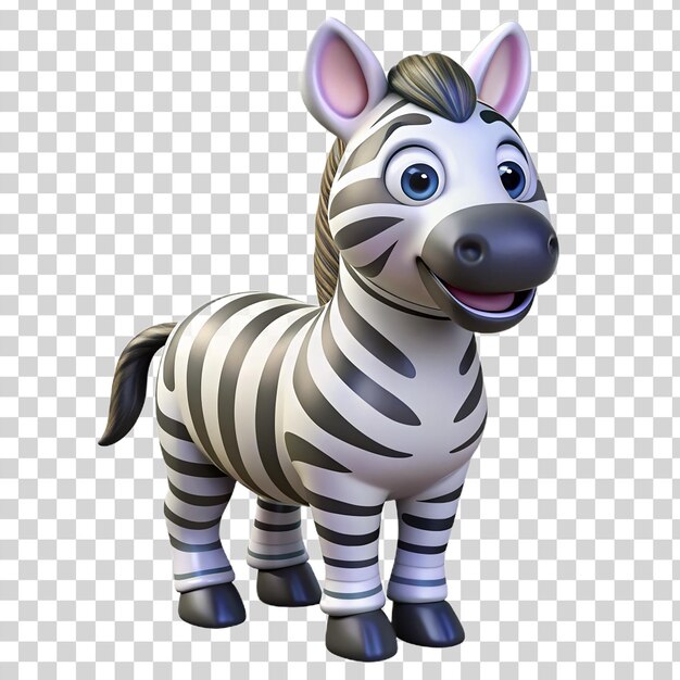 Zebra feliz em 3d isolada em fundo transparente