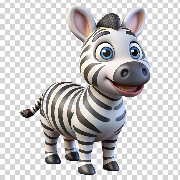 PSD zebra feliz em 3d isolada em fundo transparente