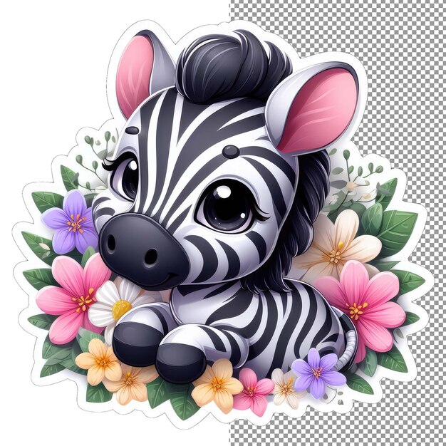 Zebra en flor con estampado de belleza enmarcado