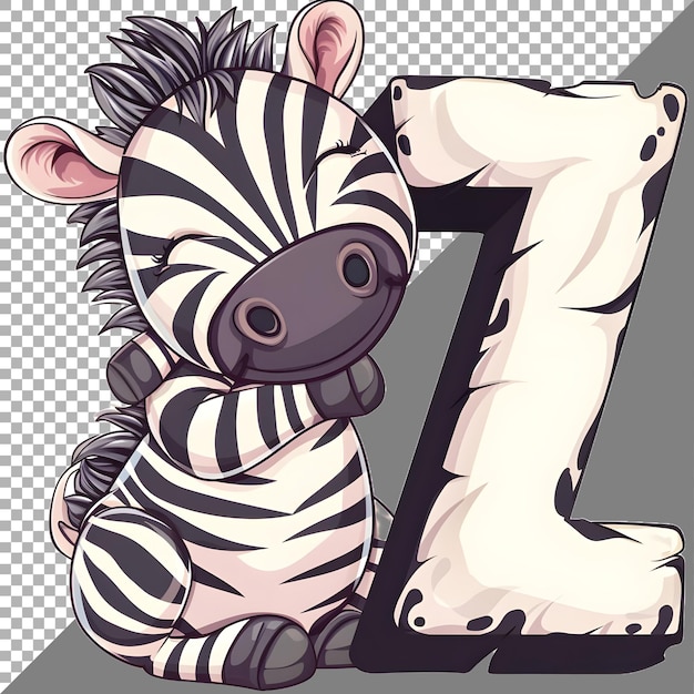PSD zebra mit z-alphabet auf durchsichtigem hintergrund ai generiert