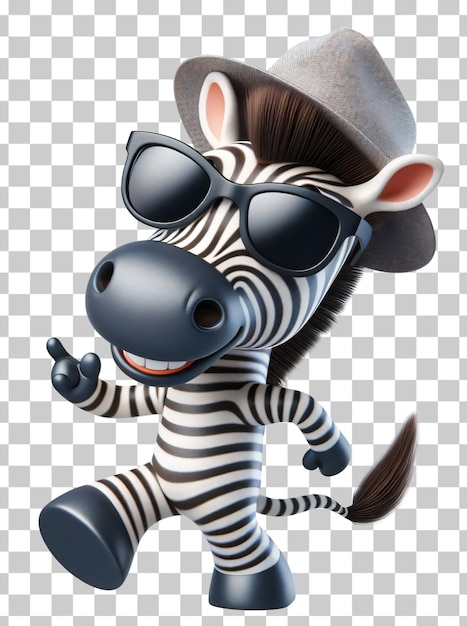 PSD zebra personagem de desenho animado 3d isolado em fundo transparente