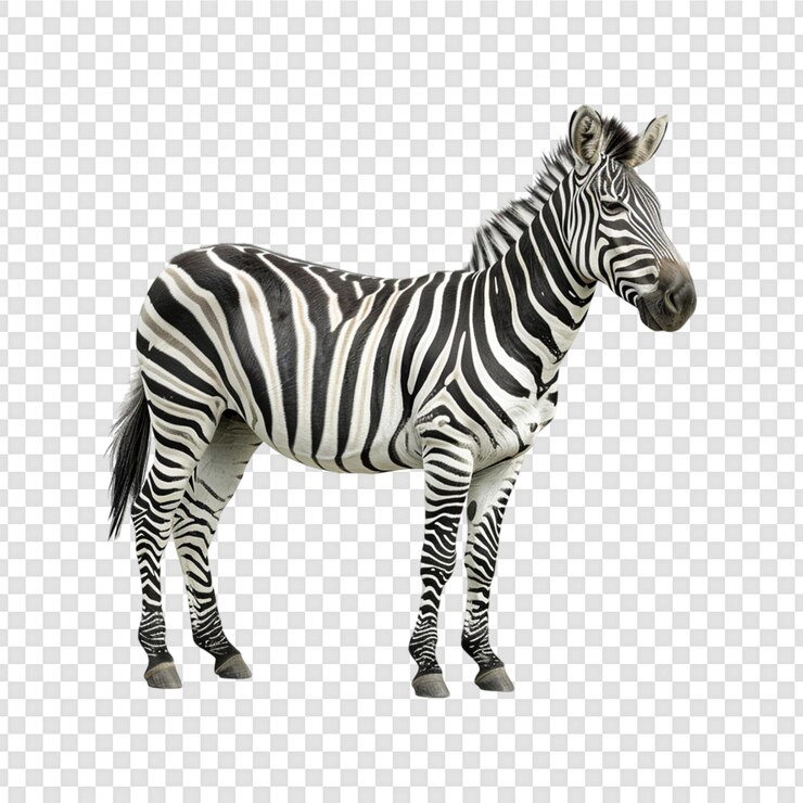 PSD zebra steht isoliert auf einem transparenten hintergrund