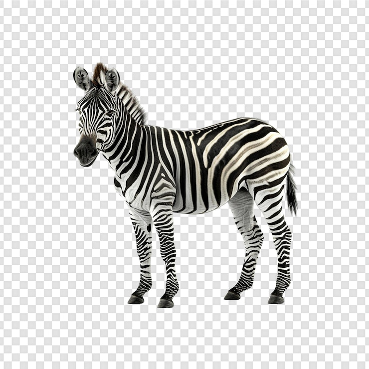 PSD zebra steht isoliert auf einem transparenten hintergrund