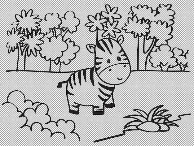 Une zèbre de dessin animé adorable à colorier Illustration pour enfants