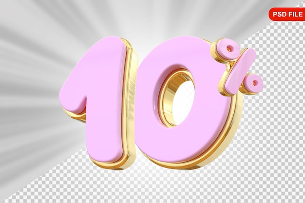 Zehn Prozent rosa Angebot in 3D