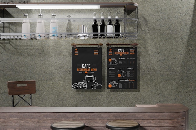 Zeichen-Menu-Mockup auf der Balke