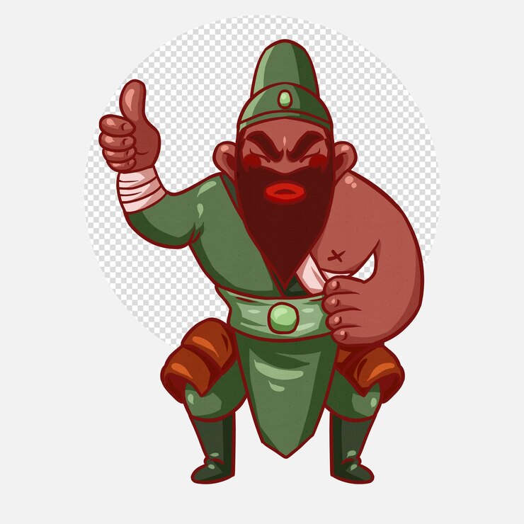 PSD zeichentrickfigur des alten chinesischen helden