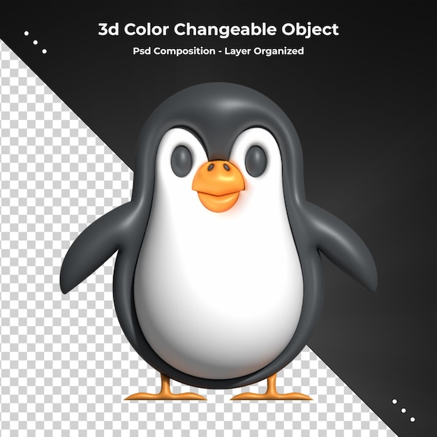 Zeichentrickfigur Pinguin 3D-Rendering