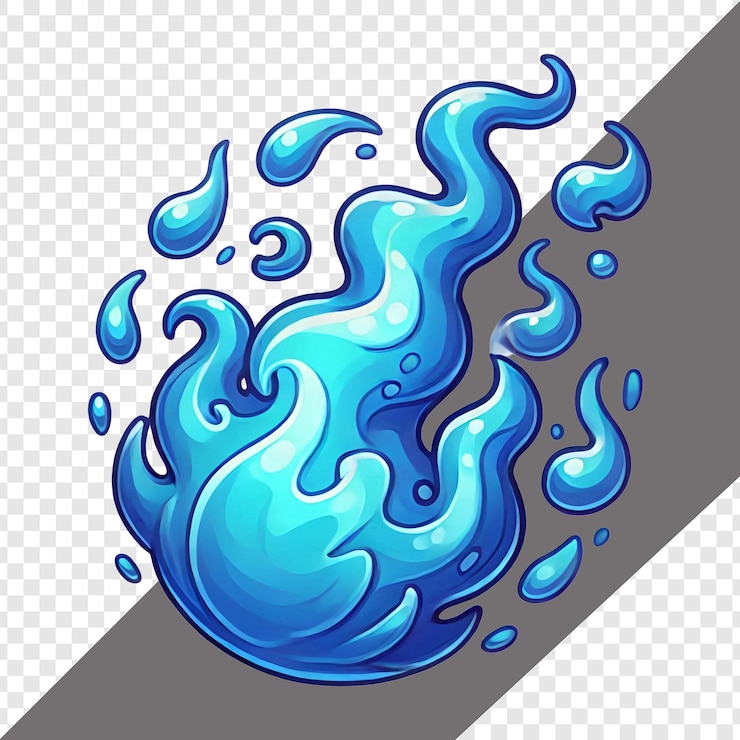 PSD zeichentrickfilm 3d blaues feuer transparenter hintergrund
