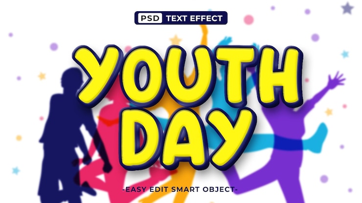 PSD zeichentrickfilm jugendtag 3d-text-effekt