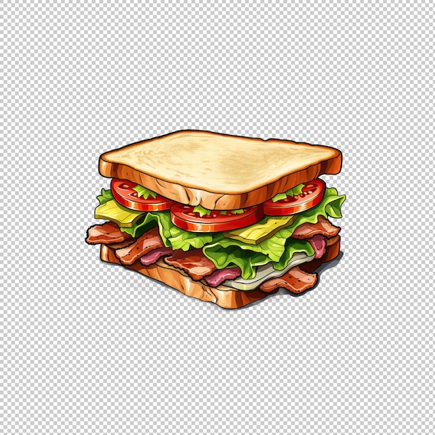 Zeichentrickfilm-logo blt sandwich isolierter hintergrund