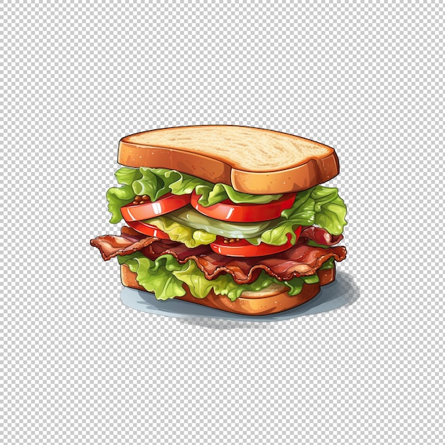 PSD zeichentrickfilm-logo blt sandwich isolierter hintergrund