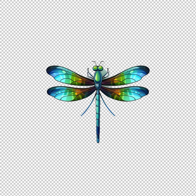 Zeichentrickfilm-logo dragonfly isolierter hintergrund-iso