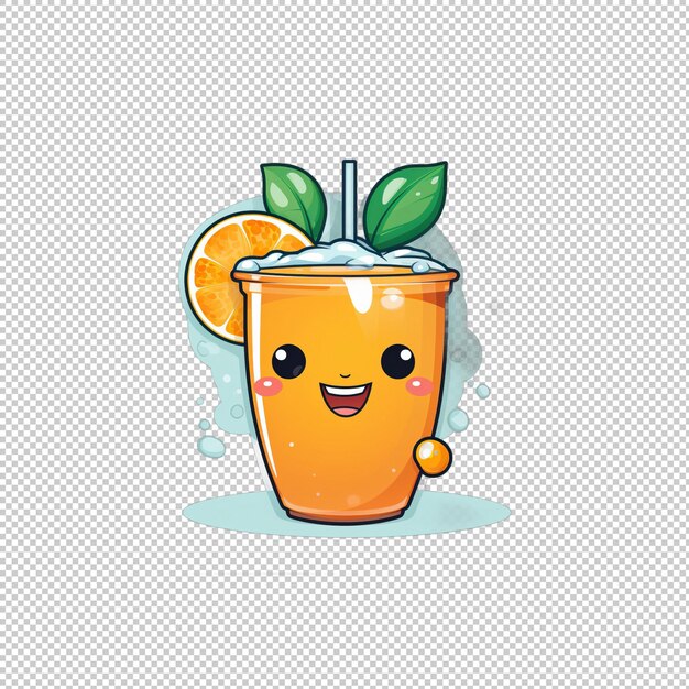 PSD zeichentrickfilm-logo tangerine juice isolierter hintergrund