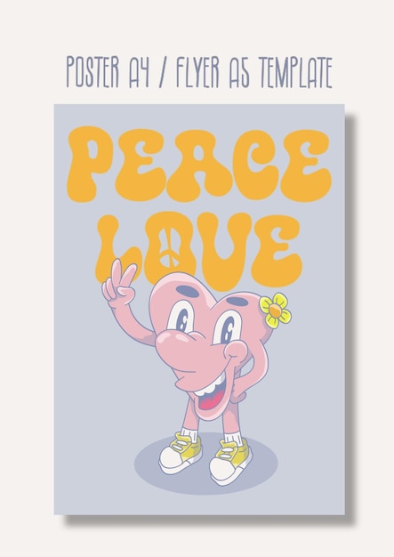 Zeichentrickfilm-Stil Illustration Poster Frieden Liebe für alle