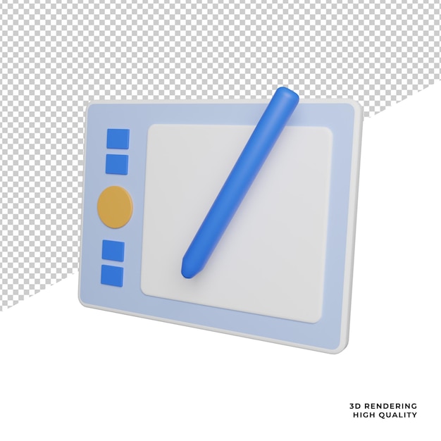 Zeichnung tablet gadget designer seitenansicht 3d-rendering-symbol illustration png transparenter hintergrund