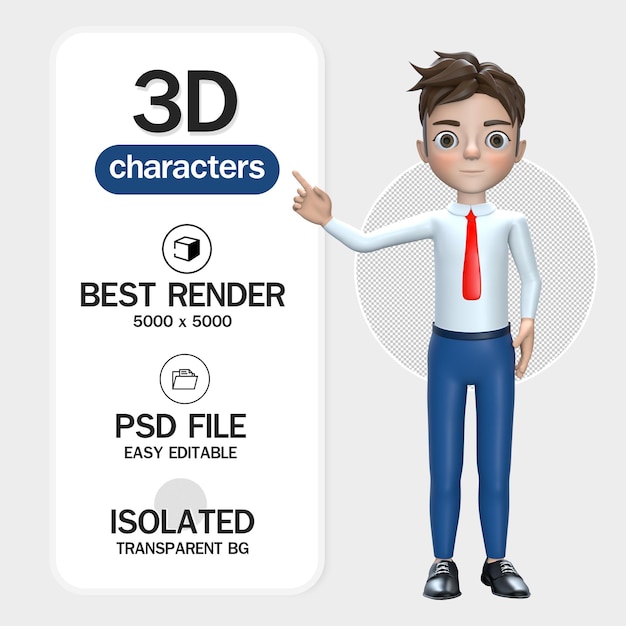 Zeige Geste Geschäftsmann 3D-Rendering