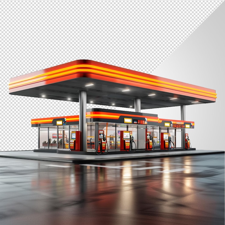 PSD zeitgenössische tankstelle canopy png