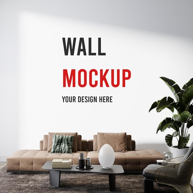 Zeitgenössisches Wohnzimmerwandmodell in 3D-Rendering
