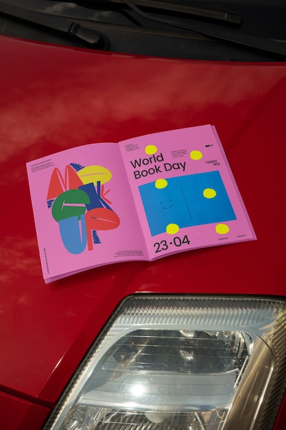 Zeitschrift über Auto-Mockup