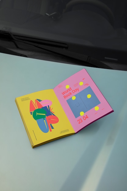 Zeitschrift über Auto-Mockup