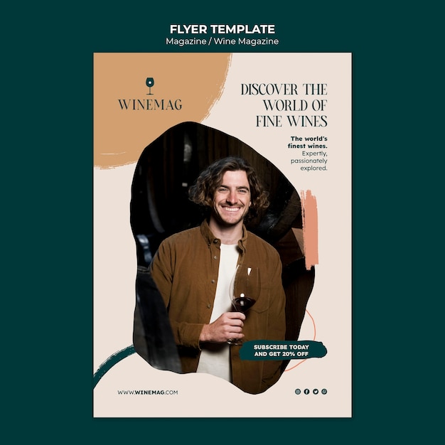 Zeitschriftenvorlage mit flachem Design