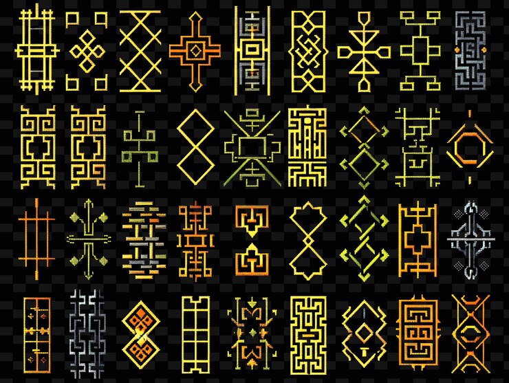 PSD zen style trellises pixel art mit einfachen mustern mit kreativen texturen y2k neon item designs
