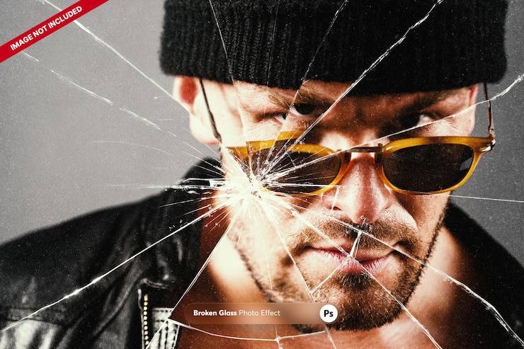 PSD zerbrochenes glas fotoeffekt