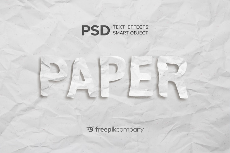 PSD zerknittertes papier mit texteffekt