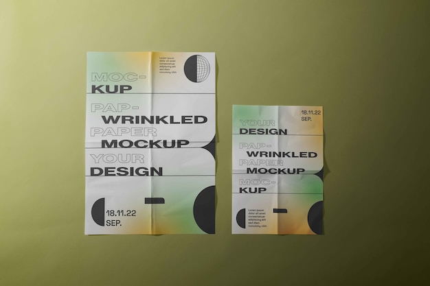 PSD zerknittertes papier-mockup-design