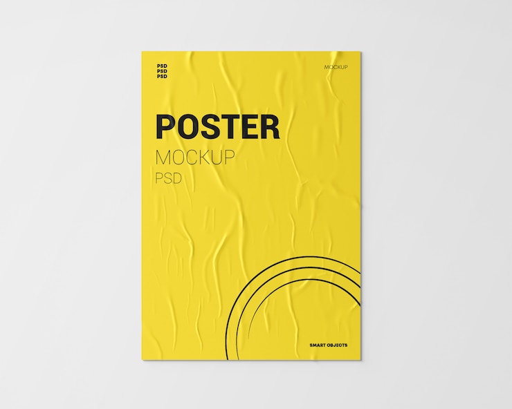 PSD zerknittertes plakatmodell