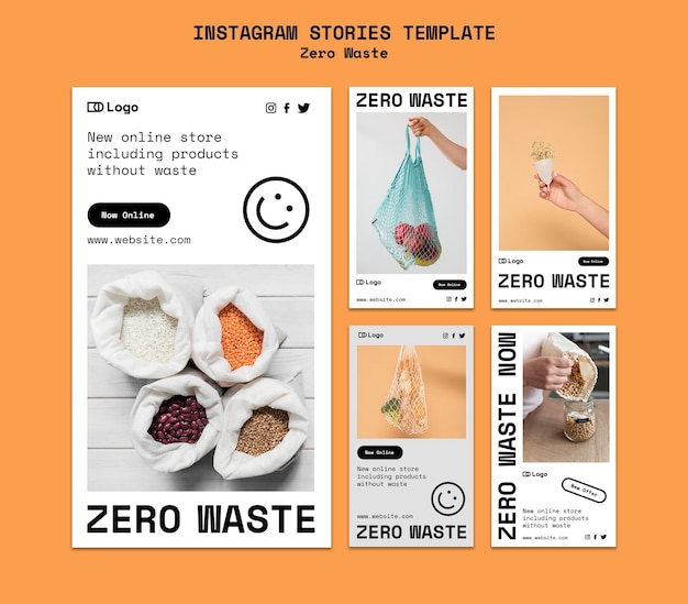 Zero waste design template instagram stories