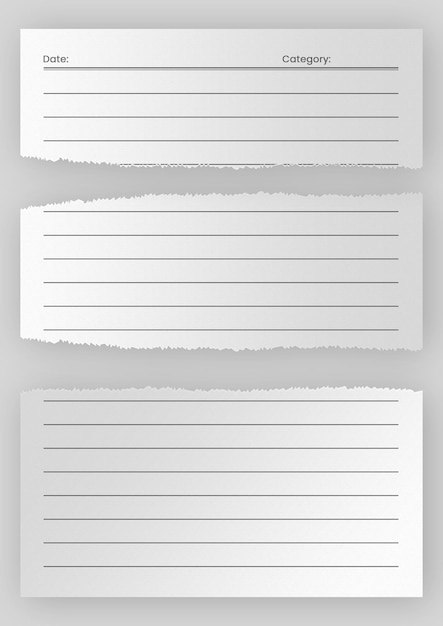 zerrissenes A4-Notebook-Papierblatt mit realistischer Textur