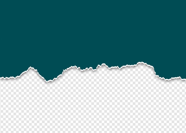 Zerrissenes Papier mit blauem Hintergrund und durchsichtigem Boden