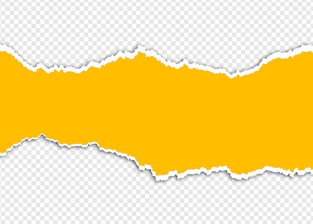 Zerrissenes Papier mit gelbem Hintergrund und durchsichtigem Abschnitt