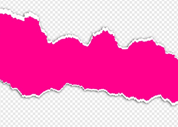 Zerrissenes Papier mit rosa Farbe und durchsichtigem Hintergrund