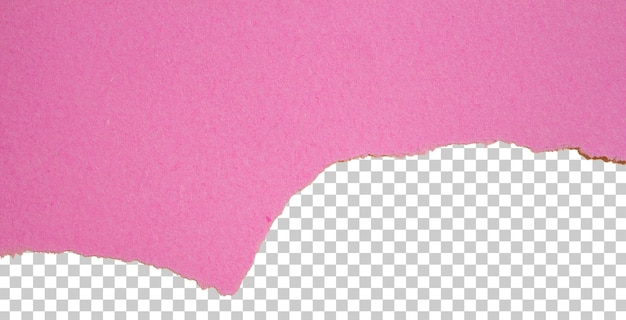 Zerrissenes rosa Papierstück auf durchsichtigem Hintergrund, ausgeschnittenes Designelement