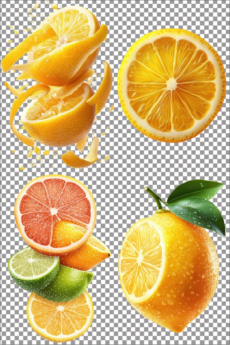 Zesta de limón amarilla sabor cítrico brillante y picante hiperrealista PNG aislado con transparencia clara