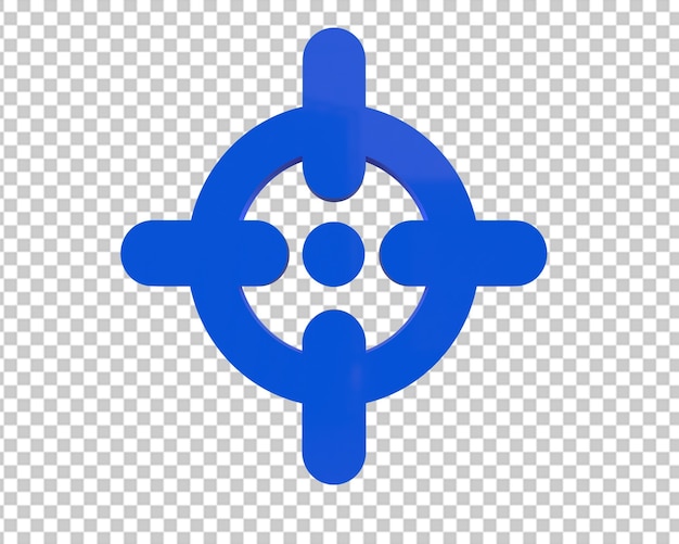 PSD zielschießen blaues symbol 3d-rendering