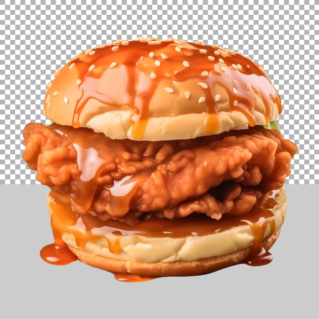 Zinger burger sobre fondo transparente generado por ai