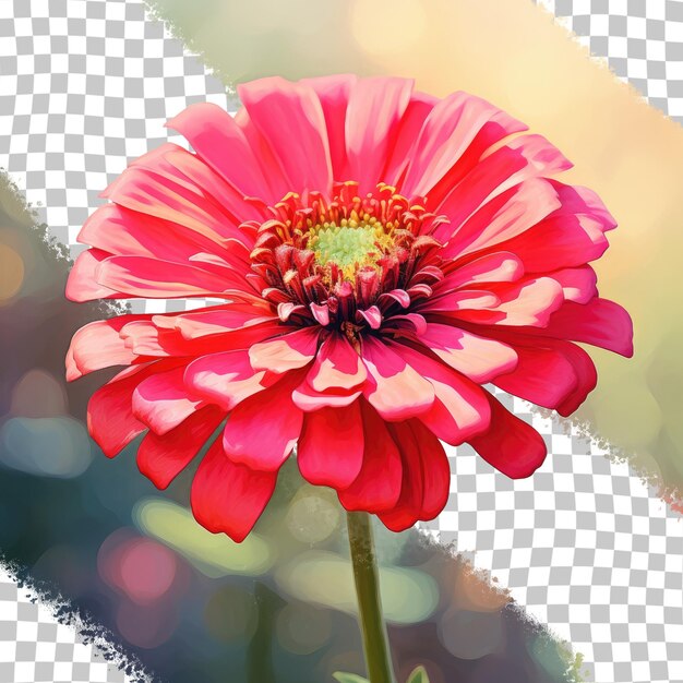 PSD zinnia roja en el fondo transparente del jardín