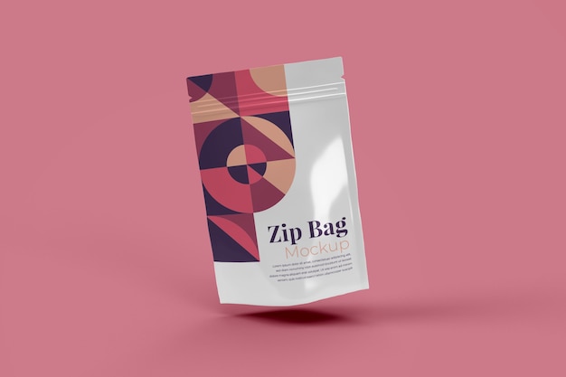 PSD zip bag realistic mockup isolado