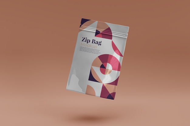 PSD zip bag realistic mockup isolado