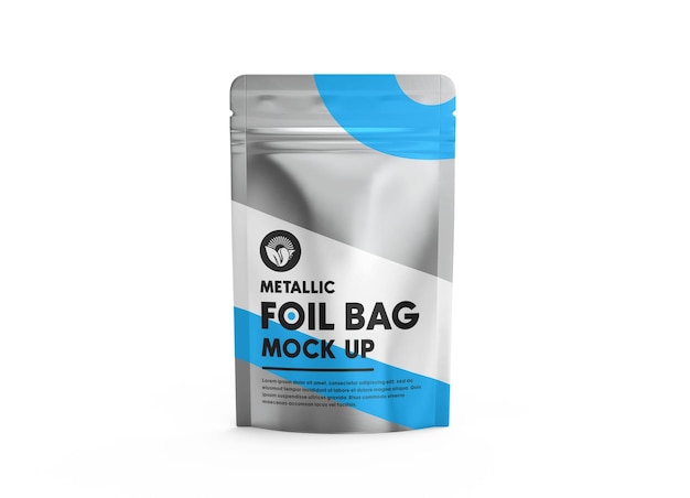 PSD zipper bag metallic pouch mockup